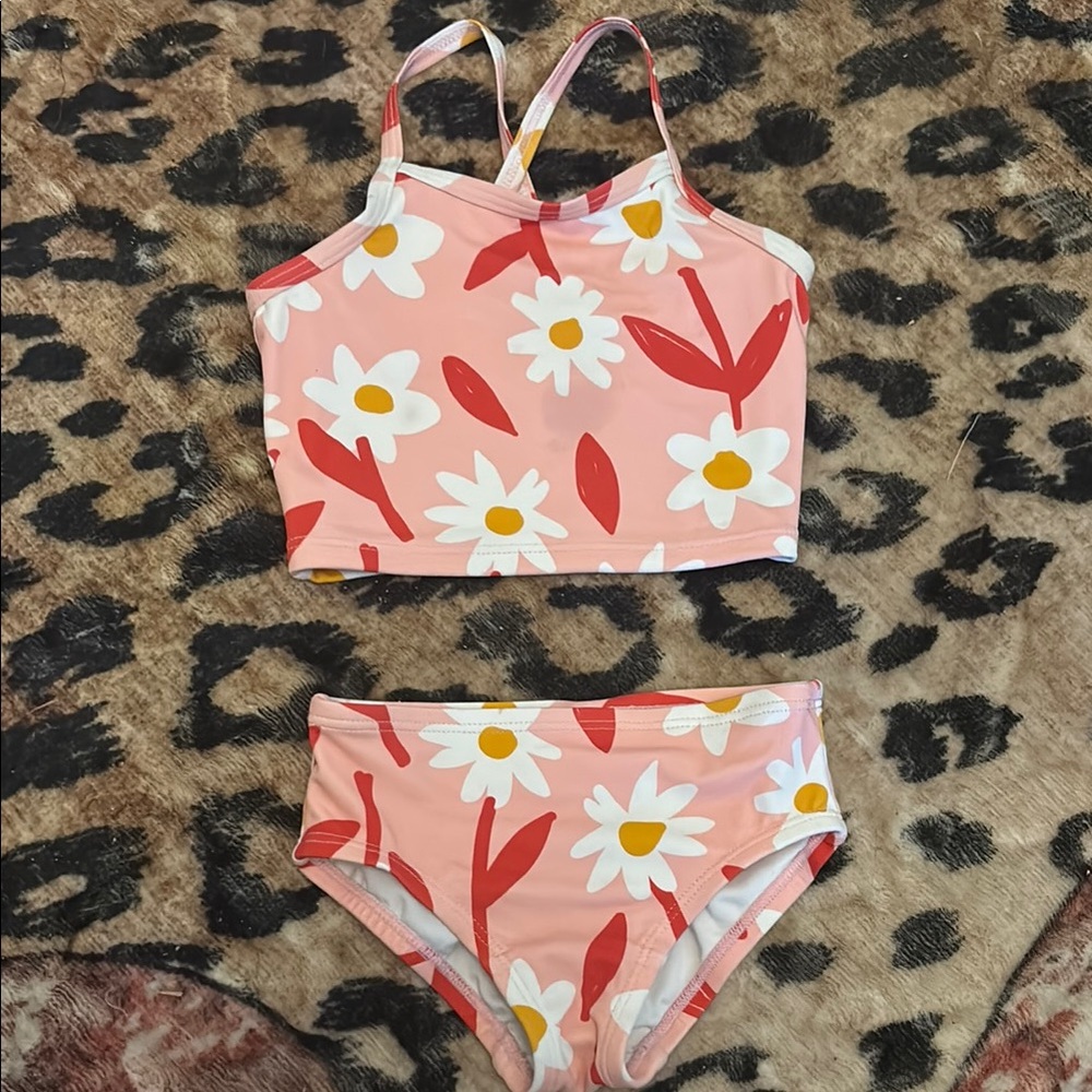 Hanna Andersson Pink and Red Floral Bikini Set